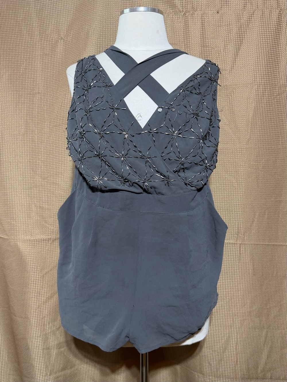 Forever 21 Charcoal Crisscross Embellished Romper